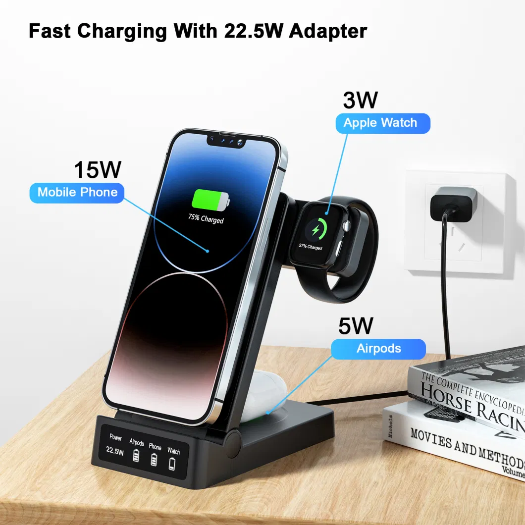 2023 New Release for Apple Watch Phone Holder 3 in 1 Fast Wireless Charger