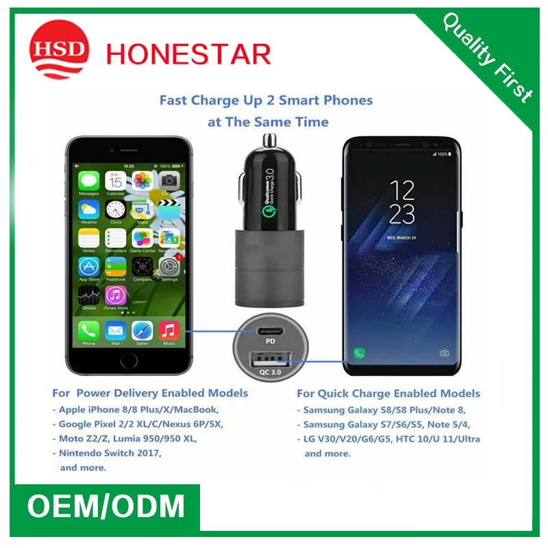 Trending Product Hot Sell 2 USB Ports Quick QC 3.0 USB Car Charger