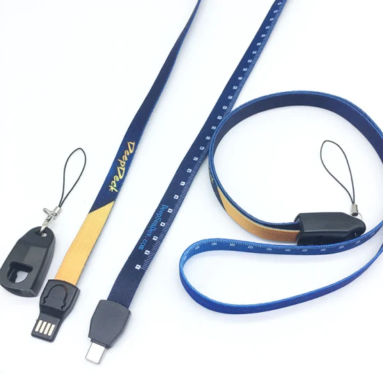 Großhandelspreis Neues Werbegeschenk USB-Lanyard-Umhängeband-Ladekabel-Lanyards Typ C 3-in-1-Datenkabel für Telefon
