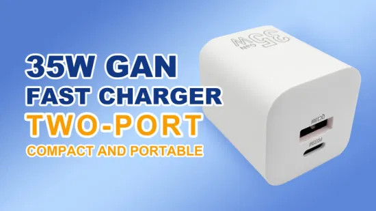 Neueste Galliumnitrid-Technologie 35 W Pd QC Schnellladegerät USB a+C Dual Port Mobile Power Charger