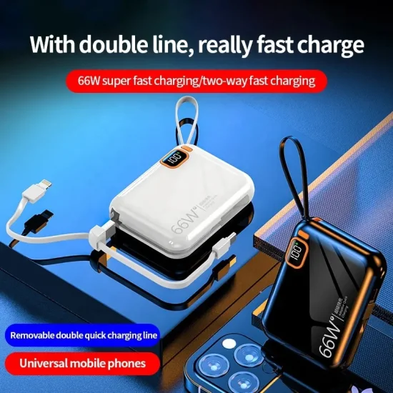 Tragbare Mini 10000 mAh 66 W Schnelllade-Pd20W-Powerbank mit Digitalanzeige